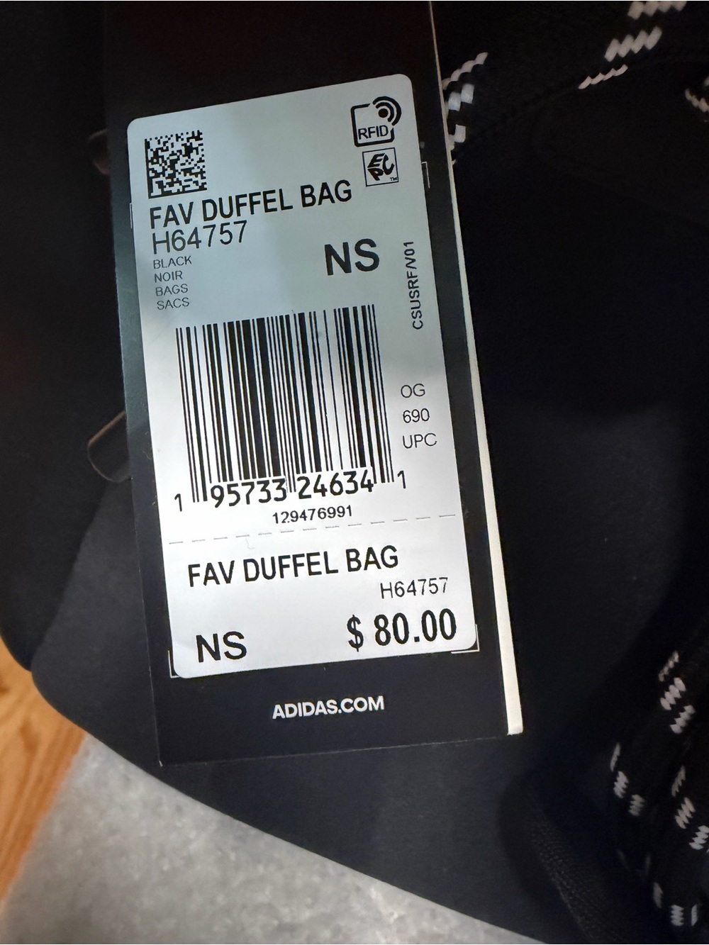 adidas Black Tote with Contrasting Rope Handles - Picture 3 of 12